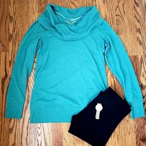 Teal/blue cowl neck sweater